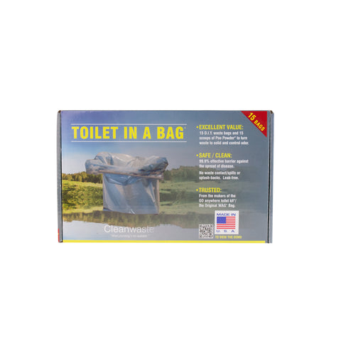 PP-Clean Waste Toilet In A Bag (15 Bags Per Pack) - SKU# 11326